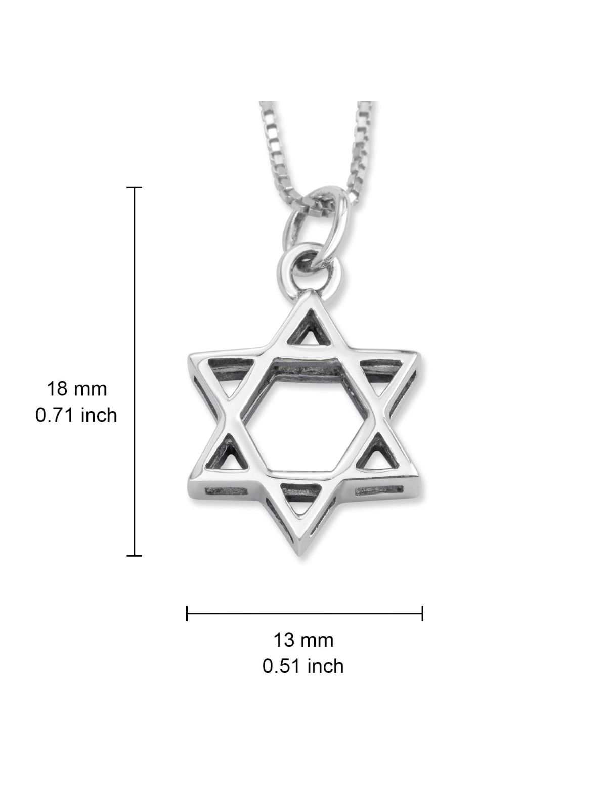 Sterling Silver Double Layer Star of David Pendant Necklace